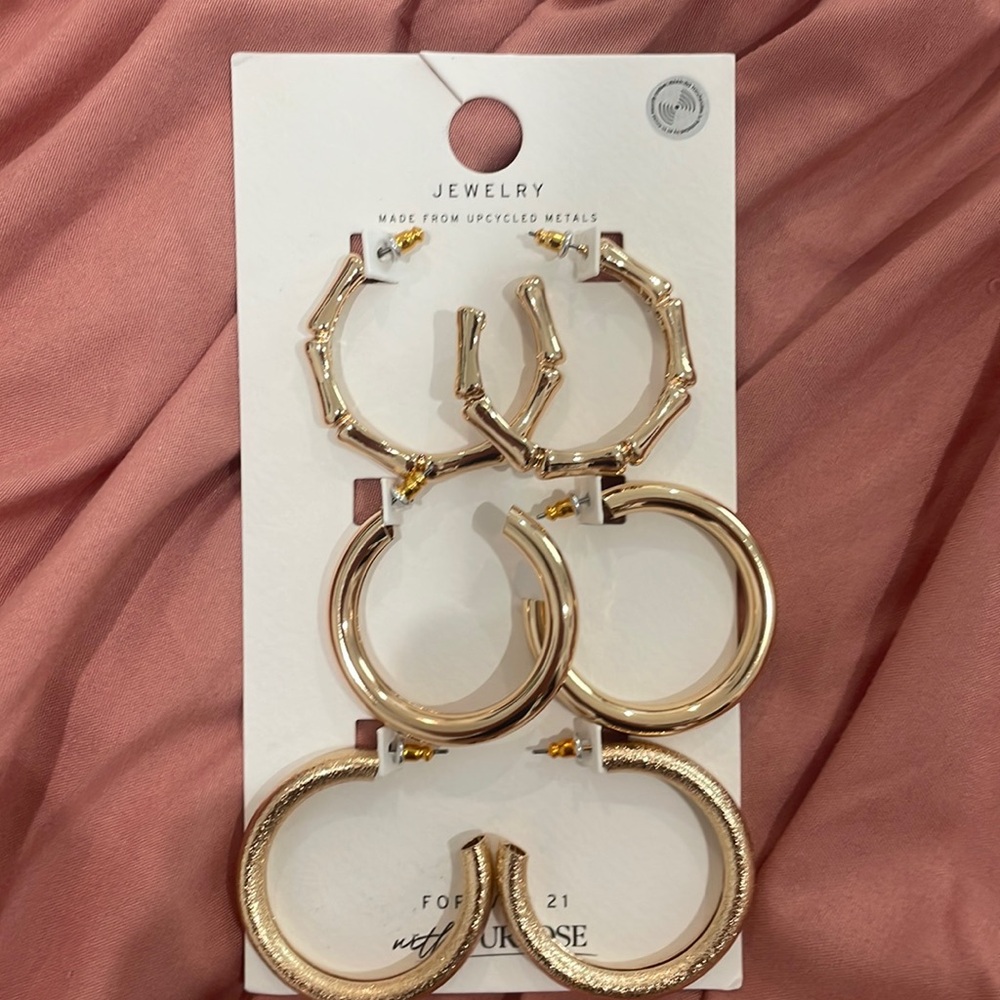 Gold earrings hoop set (3) Forever 21